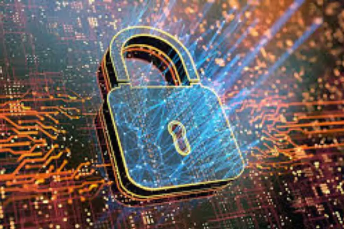 Illustration d’un cadenas numérique sur un circuit électronique symbolisant la cybersécurité et la protection par intelligence artificielle contre les cyberattaques autonomes.
